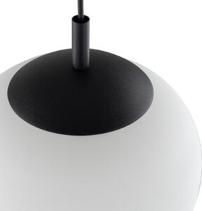 TK Lighting Lampă suspendată Vibe, sticlă albă opalină, Ø 20 cm, reglabil, Alb, Camera de zi / sufragerie, Sticlă, Modern