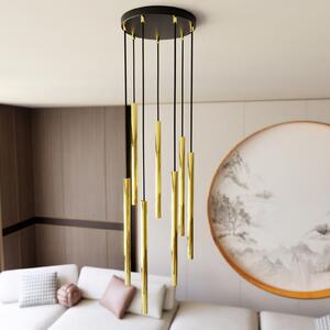 EMIBIG LIGHTING Lampă suspendată Selter Premium, auriu, 7 becuri, metal, reglabil, Auriu / Alamă, Camera de zi / sufragerie, Metal