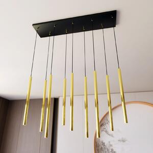 EMIBIG LIGHTING Lampă suspendată Selter, auriu, 9 becuri, metal, reglabil, Auriu / Alamă, Camera de zi / sufragerie, Metal