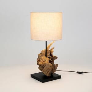 Holländer Lampă de masă Filicudi, bej/color lemn, înălțime 60 cm, in, Lemn, Camera de zi / sufragerie, Lemn, Casă de țară / Rustic