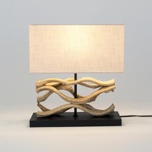 Holländer Lampă de masă Panarea, culoare lemn/bej, înălțime 42 cm, lemn, Lemn, Camera de zi / sufragerie, Lemn, Casă de țară / Rustic