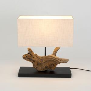 Holländer Lampă de masă Lipari, culoare lemn/bej, înălțime 41 cm, lenjerie pat, Lemn, Camera de zi / sufragerie, Lemn, Casă de țară / Rustic
