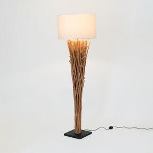 Holländer Lampă de podea Palmaria, culoare lemn/bej, înălțime 177 cm, lemn, Lemn, Camera de zi / sufragerie, Lemn