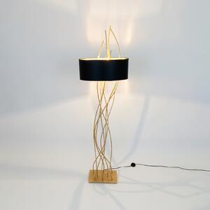 Holländer Lampă de podea ovală Elba, auriu/negru, înălțime 180 cm, fier, Auriu / Alamă, Camera de zi / sufragerie, Metal, Modern