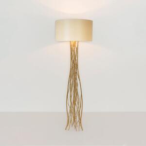 Holländer Lampă de podea Capri, auriu/ecru, înălțime 155 cm, fier ciocănit, Auriu / Alamă, Camera de zi / sufragerie, Metal, Modern