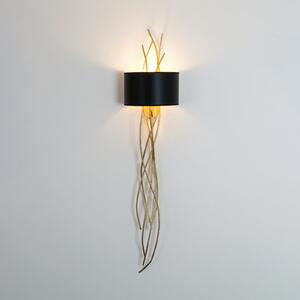 Holländer Aplică Elba lungo, auriu/negru, înălțime 144 cm, fier, reglabil, Auriu / Alamă, Camera de zi / sufragerie, Metal, Modern