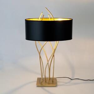 Holländer Lampă de masă ovală Elba, auriu/negru, înălțime 75 cm, fier, Auriu / Alamă, Camera de zi / sufragerie, Metal, Modern
