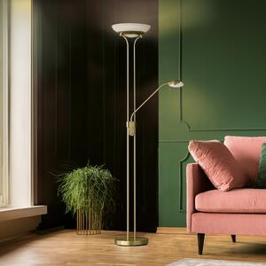 FISCHER & HONSEL Lampadar LED Pool, culoarea alamei, înălțime 182 cm, 2 becuri., reglabil, Auriu / Alamă, Camera de zi / sufragerie, Metal, Modern, Lumină de lectură