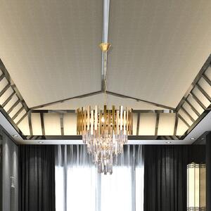 Eko-Light Lampă suspendată Aspen metal auriu cristale de sticlă, înălțime 50 cm, reglabil, Auriu / Alamă, Camera de zi / sufragerie, Metal