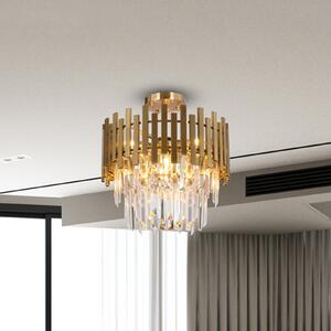 Eko-Light Plafonieră Aspen, metal auriu, cristale de sticlă, Ø 45 cm, reglabil, Auriu / Alamă, Camera de zi / sufragerie, Metal, Plafon cu flacără multiplă