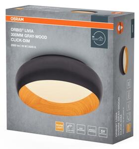 Osram plafonieră LED dimabilă ORBIS LIVIA, LED/16W/230V, diametru 30 cm, antracit/maro