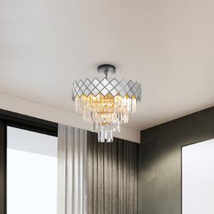 Eko-Light Plafonieră Carisma din metal cromat cu cristale de sticlă colorată Ø 50 cm, reglabil, Metalic, Camera de zi / sufragerie, Metal
