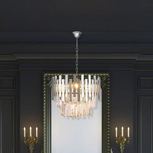 Eko-Light Lampă suspendată Aspen metal cromat cristale de sticlă înălțime 30 cm, reglabil, Metalic, Camera de zi / sufragerie, Metal