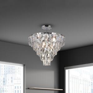 Eko-Light Plafonieră Chelsea din metal cromat cu cristale de sticlă culoare, reglabil, Metalic, Camera de zi / sufragerie, Metal