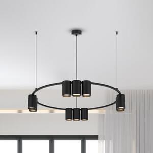 Eko-Light Lampă suspendată Genesis, aluminiu, negru, 10 x GU10, Ø 60 cm, reglabil, Negru, Camera de zi / sufragerie, Aluminiu, Design