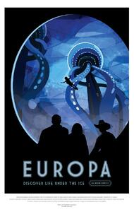 Ilustrare Europa (Retro Planet & Moon Poster) - Space Series (NASA), (26.7 x 40 cm)