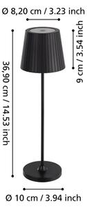 Eglo 75794 - Lampă de masă LED de exterior CABOZO, dimmabilă, LED/3,8W/5V, 2000 mAh, IP44, negru