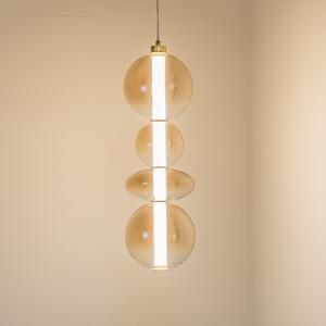 Eko-Light Lampă suspendată LED Daphne, sticlă transparentă chihlimbar, înălțime 62 cm, Camera de zi / sufragerie, Sticlă, Modern