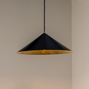 Eko-Light Lampă suspendată Fuji, fibră compozită, negru/auriu, Ø 50 cm, reglabil, Negru, Camera de zi / sufragerie, Plastic, Modern