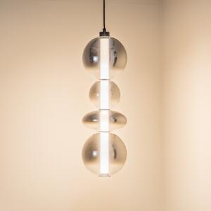 Eko-Light Lampă suspendată LED Daphne, sticlă transparentă gri, înălțime 62 cm, Gri, Camera de zi / sufragerie, Sticlă, Modern