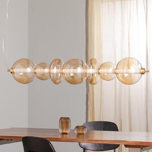 Eko-Light Lampă suspendată LED Daphne, sticlă transparentă chihlimbar, lungime 118 cm, Bej, Camera de zi / sufragerie, Sticlă, Modern