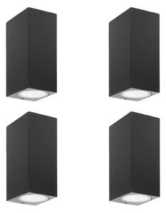 PRIOS Prios aplică de exterior Tetje, negru, unghiular, 16 cm, set 4, reglabil, Negru, Metal, Modern, Priză de perete sus / jos
