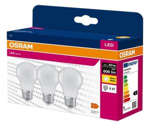 Set de 3 becuri LED A60, soclu E27, 8W, 230V, 3000K - Osram