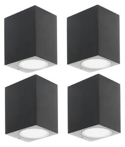 PRIOS Prios aplică de perete pentru exterior Tetje, negru, unghiular, 10 cm, set, reglabil, Negru, Metal, Modern, Soclu de perete jos