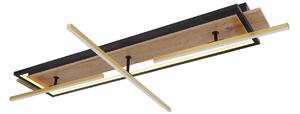 Globo Plafonieră Beatrix LED, lungime 100 cm, lemn/negru, lemn, Lemn, Camera de zi / sufragerie, Lemn, Modern