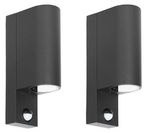 PRIOS Prios lumina de perete în aer liber Tetje, negru, rotund, senzor, set 2, reglabil, Negru, Metal, Modern