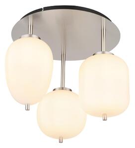 Globo Plafonieră Blacky I, nichel/opal, Ø 46 cm, 3 lumini, sticlă, reglabil, Metalic, Camera de zi / sufragerie, Sticlă, Modern