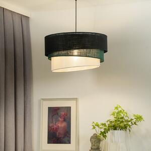 Euluna lampă suspendată Trio, negru/verde/alb, textil, Ø 45 cm, reglabil, Multicolor, Camera de zi / sufragerie, Țesătură / Textil, Modern