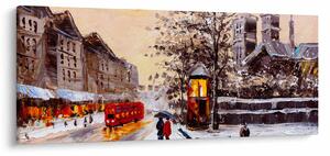 Tablou - Pictură oraș iarna (120x50 cm)