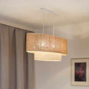Euluna Lampă suspendată Boho, maro/alb, lungime 80 cm, din material textil, reglabil, Maro / Rugină, Camera de zi / sufragerie, Țesătură / Textil