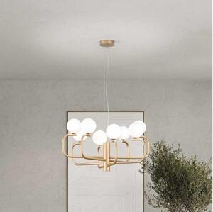Ondaluce - Lustră suspendată pe cablu JEPPY, 8x G9, 7W, 230V, diametru 78,5 cm, auriu/alb