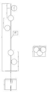 Ondaluce - Lampă de podea MONILE 5xE14/10W/230V 170 cm auriu/alb