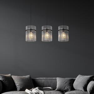 Globo Suspensie Gorley, lungime 80 cm, gri fumuriu, 3 lumini, sticlă, reglabil, Gri, Camera de zi / sufragerie, Sticlă, Modern