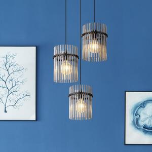 Globo Suspensie Gorley, Ø 47 cm, gri fumuriu, 3 lumini, sticlă, reglabil, Gri, Camera de zi / sufragerie, Sticlă, Modern