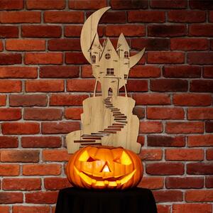 DUBLEZ | Ornament din lemn de Halloween - Casa bântuită