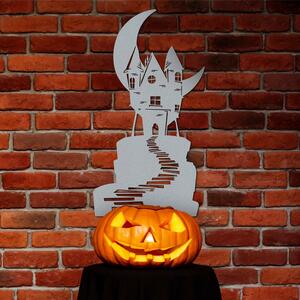 DUBLEZ | Ornament din lemn de Halloween - Casa bântuită