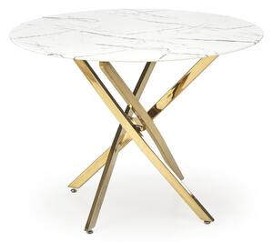 Masă Houston 1538Marmură albă, Auriu, 8cm, Sticlă călită, Metal
