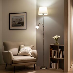 Lampadar CERIA Brilagi 1xE27/100W/230V + 1xE14/25W, crom mat/bej