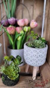 Ghiveci de flori din ciment cu inimioare LOVE - diverse variante