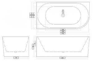Cada baie freestanding cu montare pe colt 150 x 75 cm, stanga, Bella Casa Ciri Stanga, 1500x750 mm