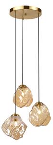 Lustră suspendată pe cablu CRISTAL 3xE14/15W/230V alamă/bej fumuriu