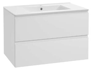 Kielle Oudee - Dulap bază cu lavoar, 80x55x46 cm, 2 sertare, alb lucios 50002S80