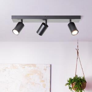 Brilliant Spot de plafon Jello, lungime 50 cm, negru, 3 lumini, metal, Negru, Camera de zi / sufragerie, Metal, Modern