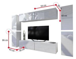 Mobilă sufragerie ELPASO 2, alb/alb luciu