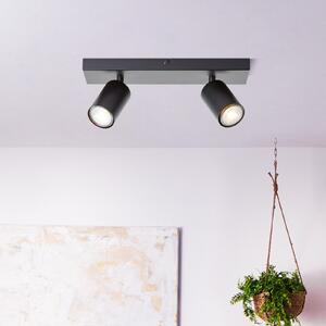 Brilliant Spot de plafon Jello, lungime 32 cm, negru, 2 lumini, metal, Negru, Camera de zi / sufragerie, Metal, Modern