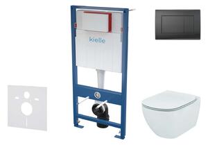 Kielle Genesis - Set pentru montare încastrată, toaletă Tesi și capac softclose, Aquablade, clapetă Gemini III, negru mat SANI11AD5100